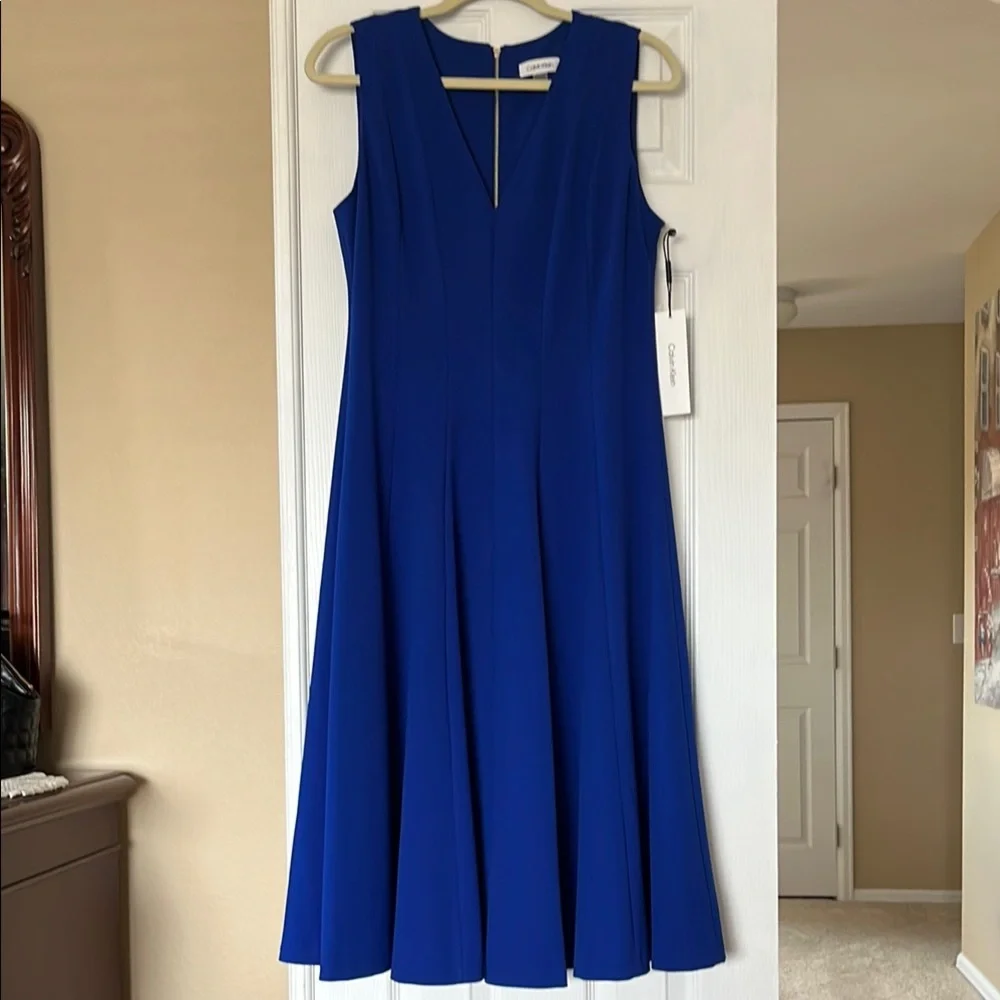Calvin Klein Royal Blue Midi Dress sz 10 - Picture 1 of 1